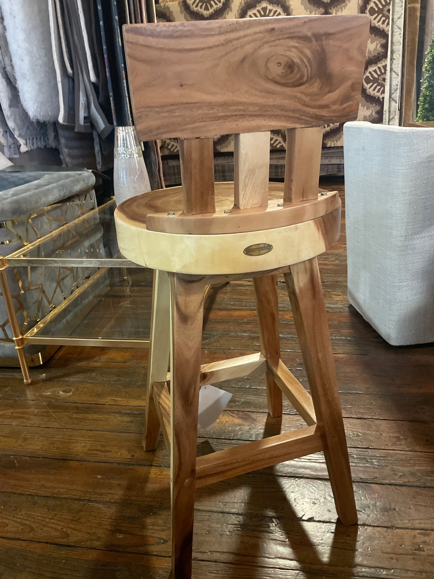 Unique teak wood barheight barstool 🍷