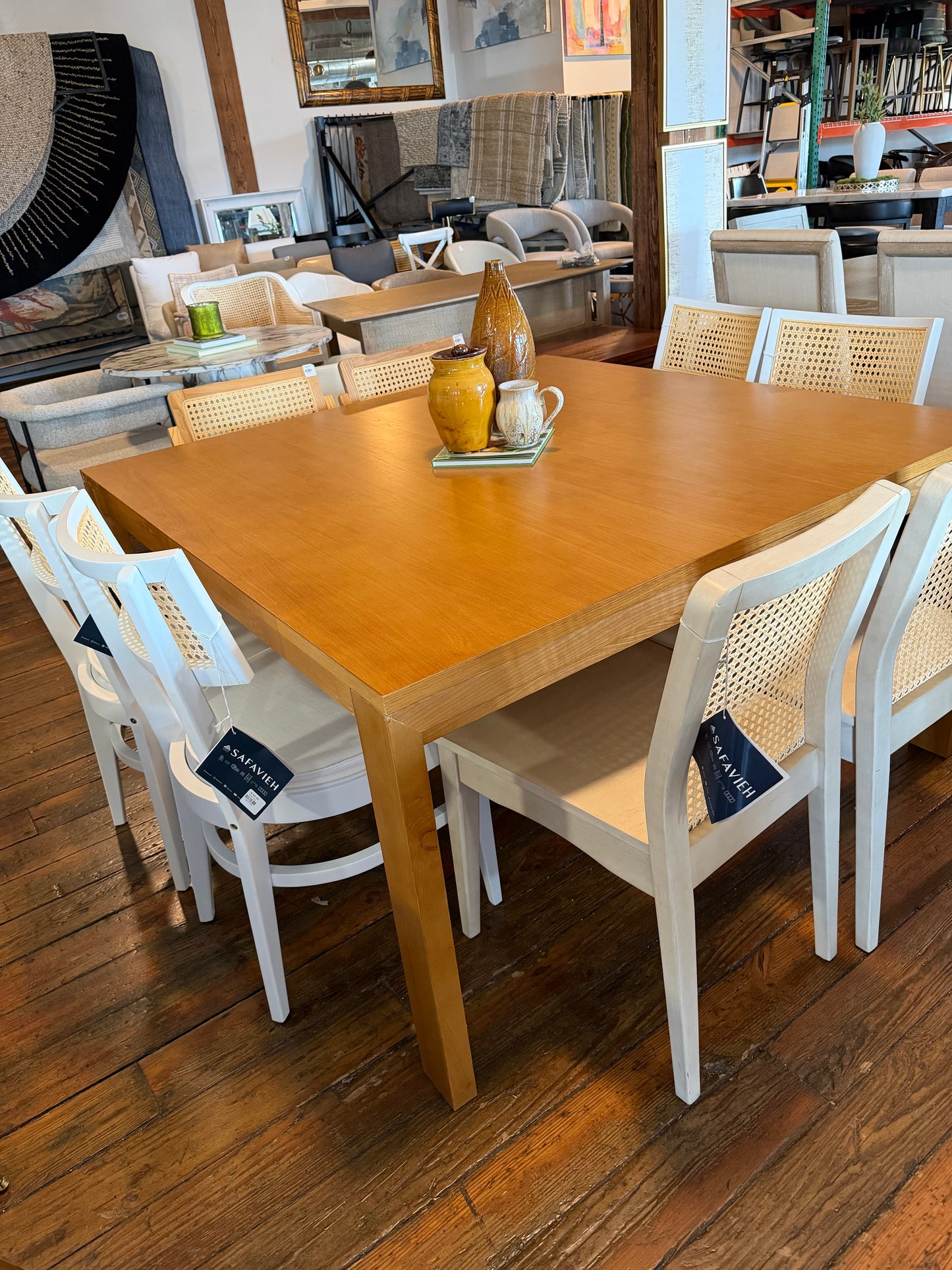 54" square wood dining table in oak veneer🍴