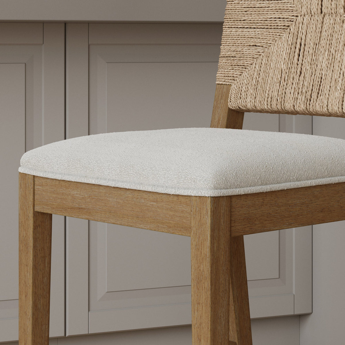 2 Nathan James boucle & seagrass counterheight barstools