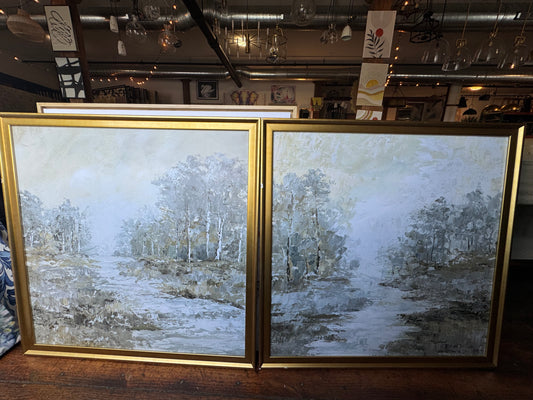 Gold framed 36x36 abstract landscape canvas ✨🌲