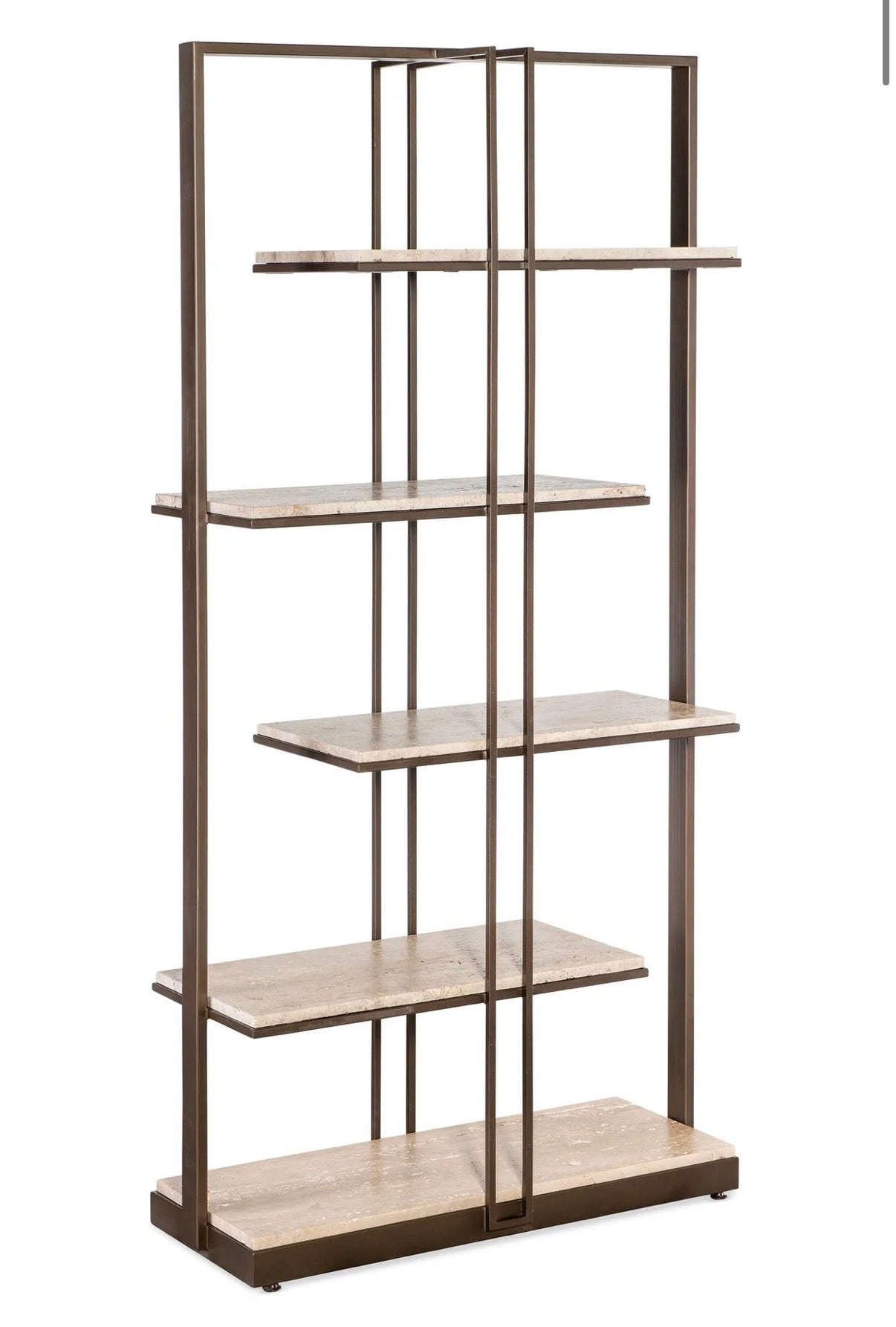 Travertine marble bookcase w/ bronze metal frame 🐚