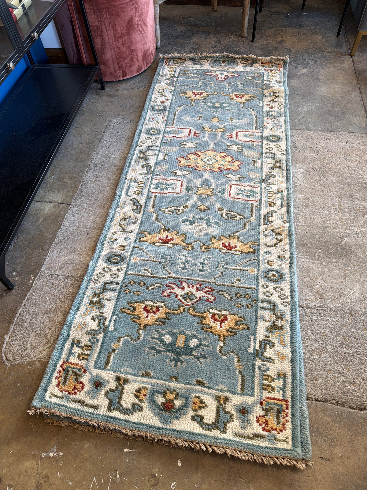 2’6” x 7’ Oushak blue wool runner