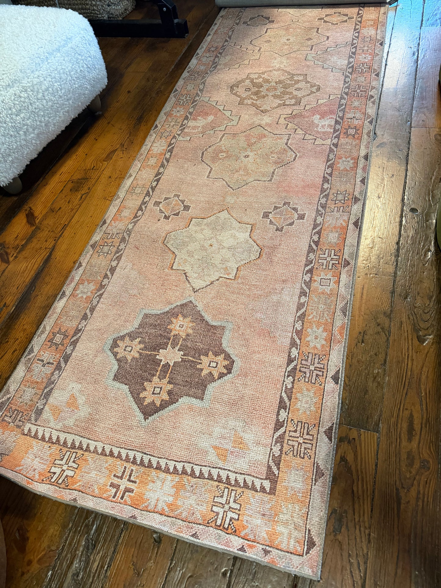 3x12 orange & pink washable runner🪷