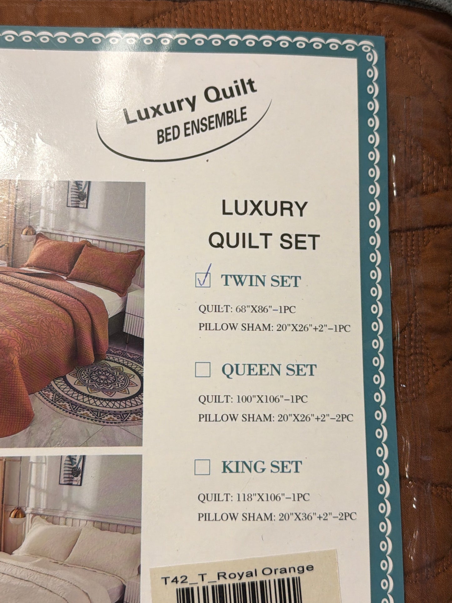 Terracotta twin quilt set 🛏️