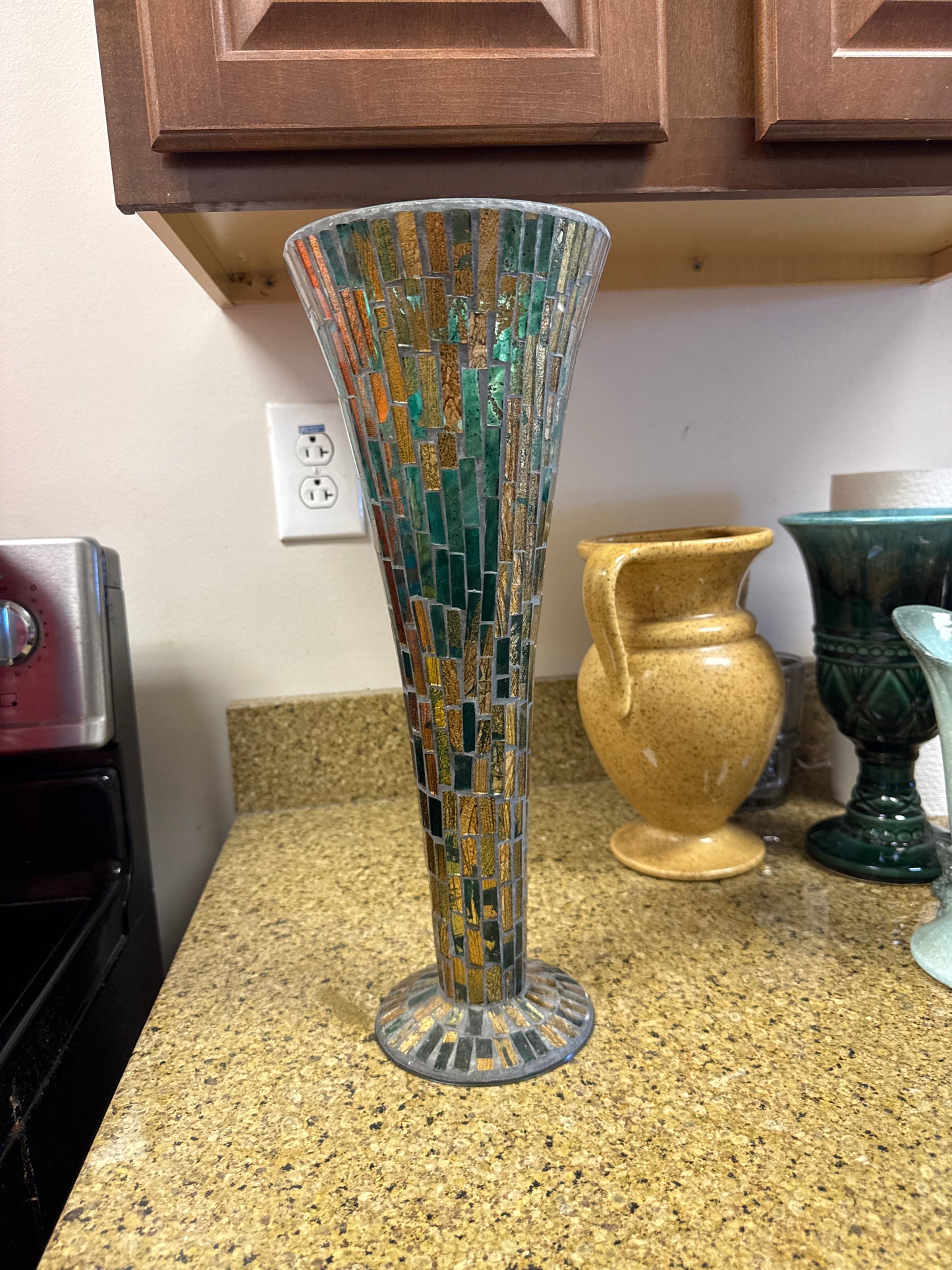 Blue & gold tall mirrored vase 💙💛