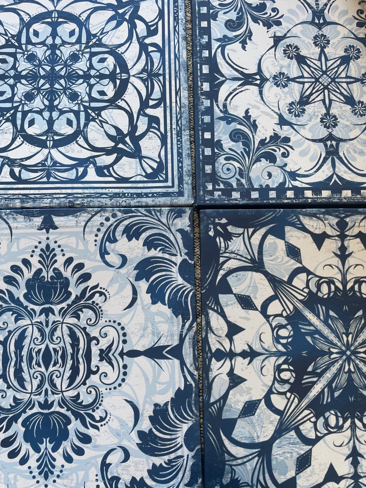 Blue & white tile canvas art ✌🏻