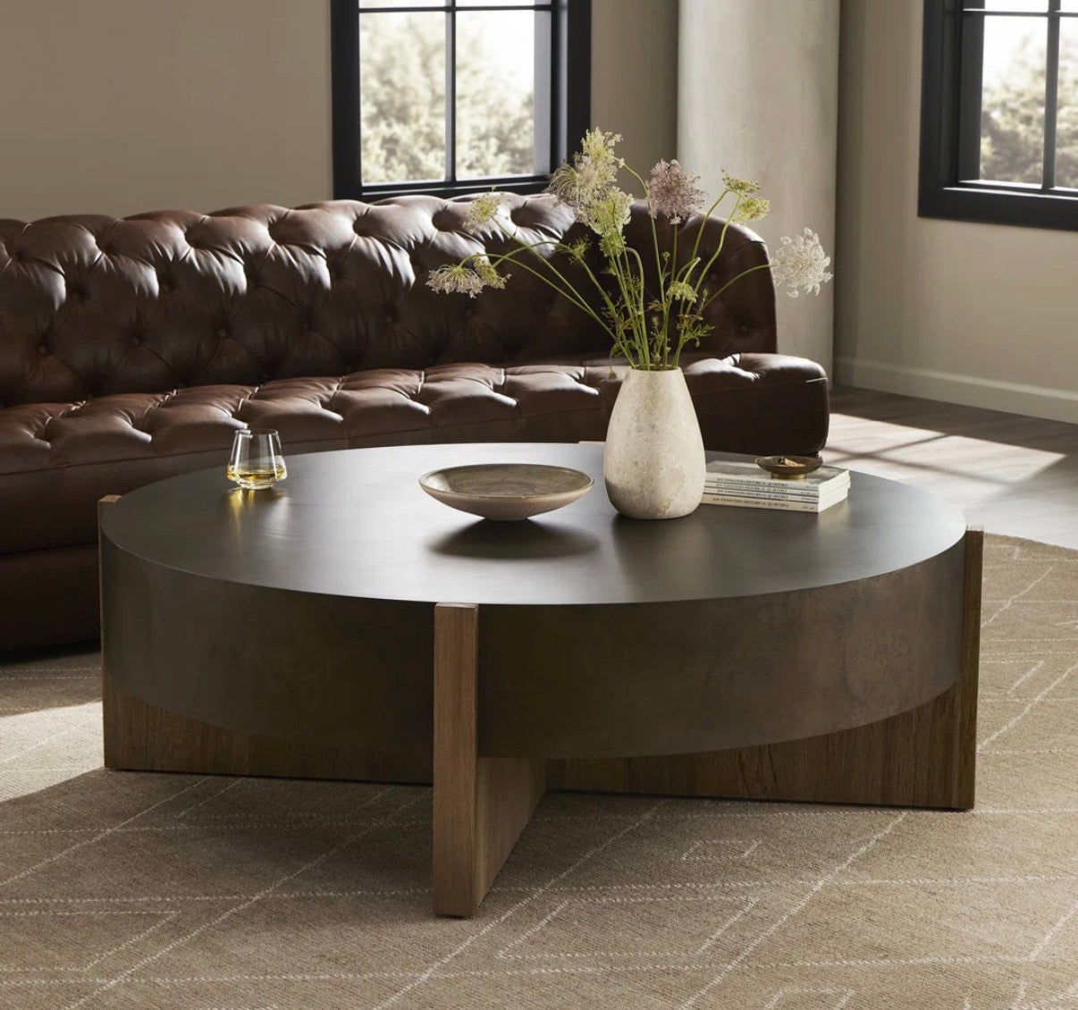 55” round wood coffee table ☕️