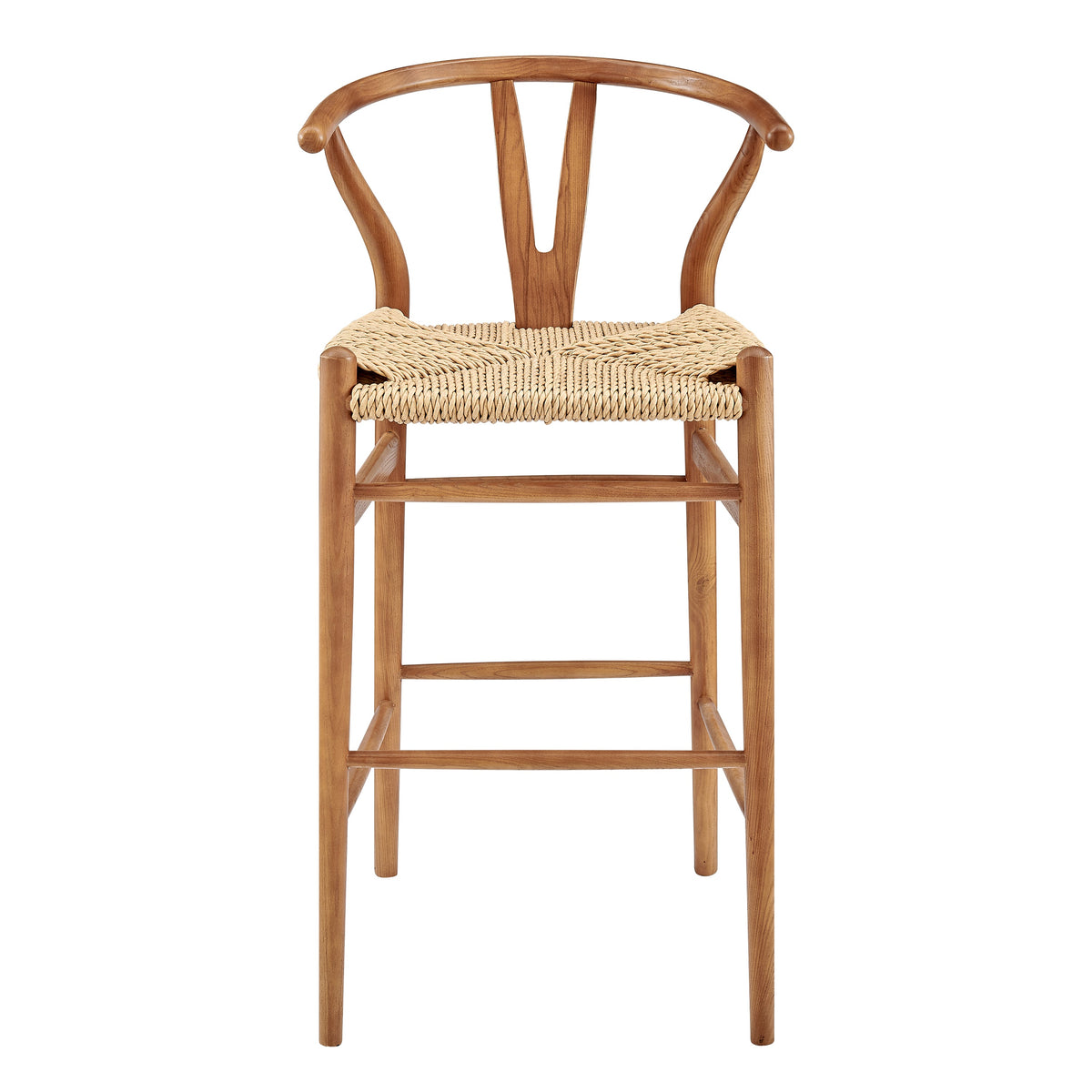 Golden ash wishbone outdoor bar stool