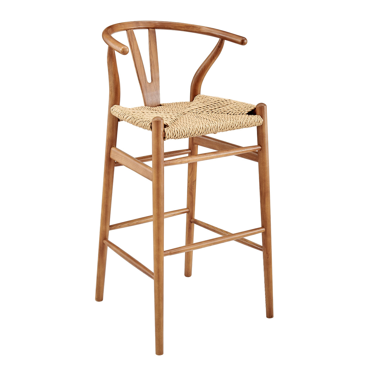 Golden ash wishbone outdoor bar stool