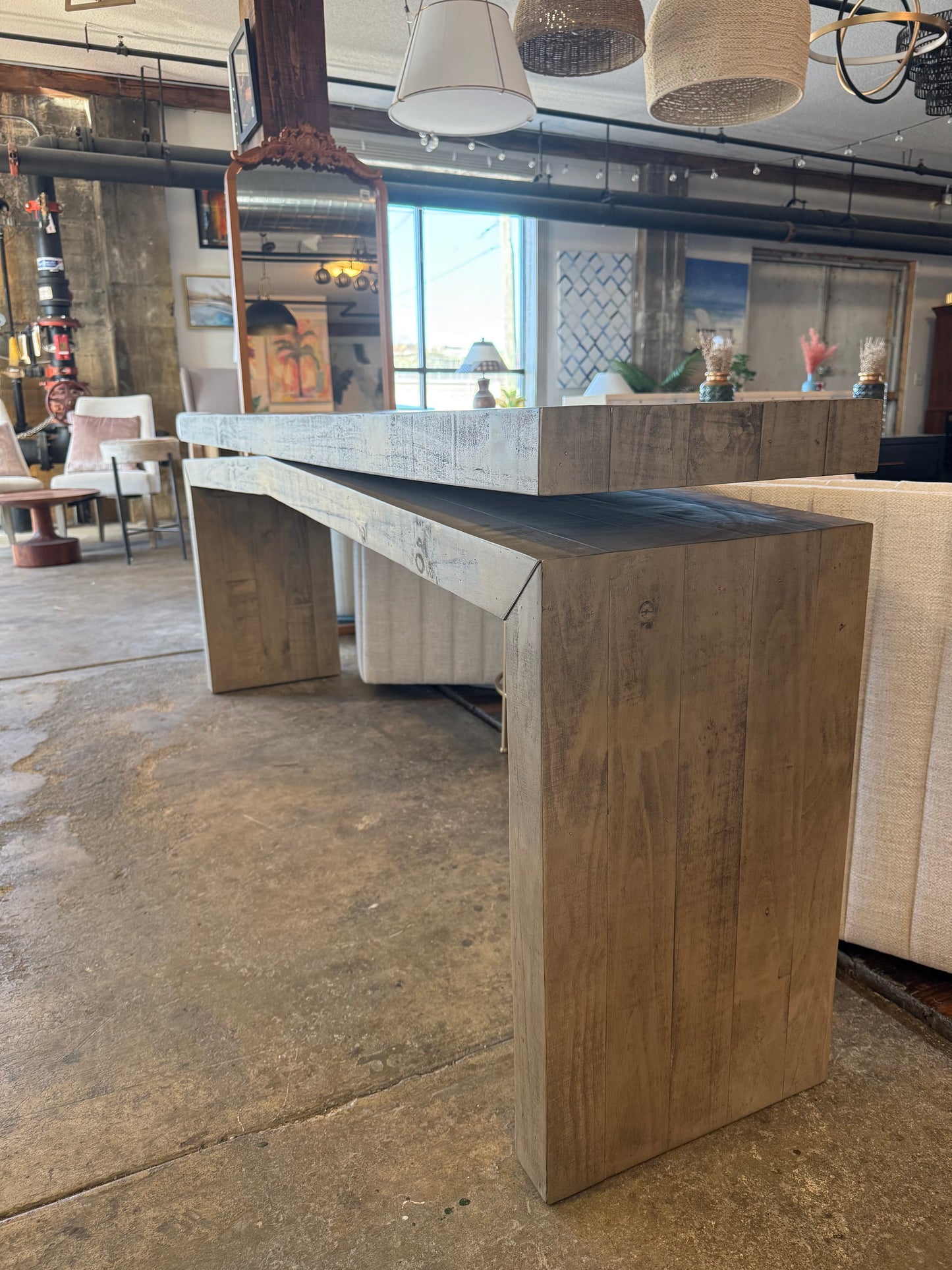 79" Four Hands wood console table (weathered wheat) 🌾