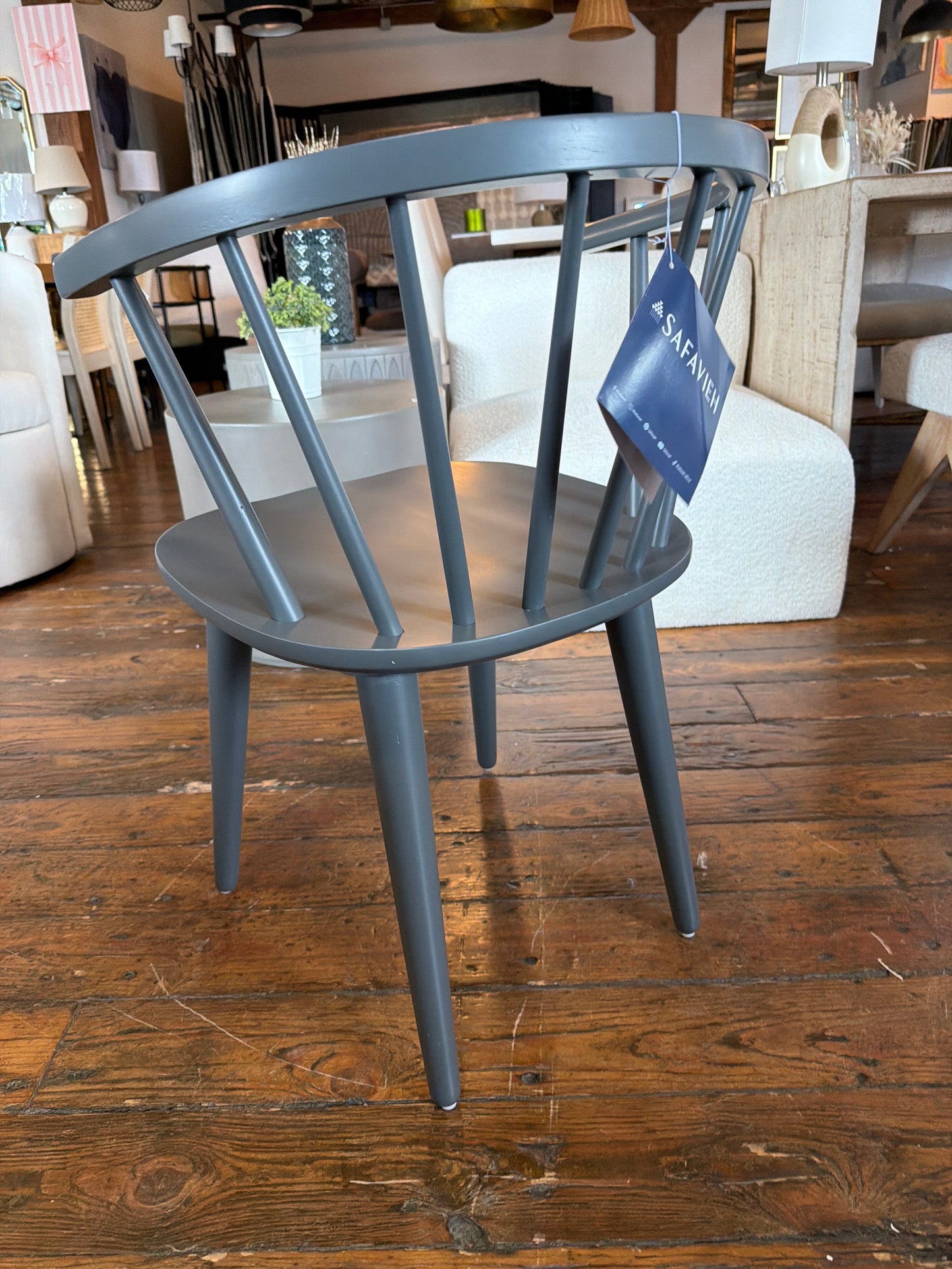 Grey wood spindle dining chair 🩶