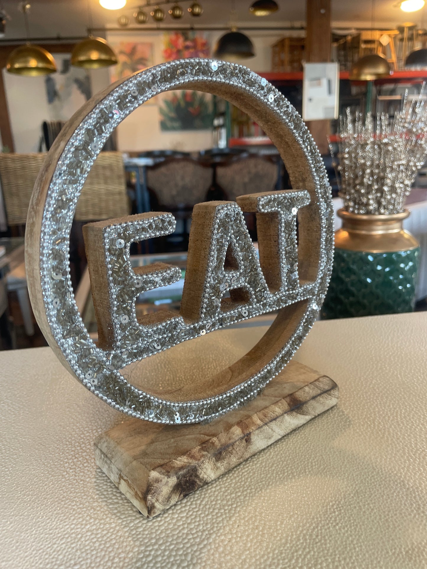 Sparkly EAT wood sign ✨