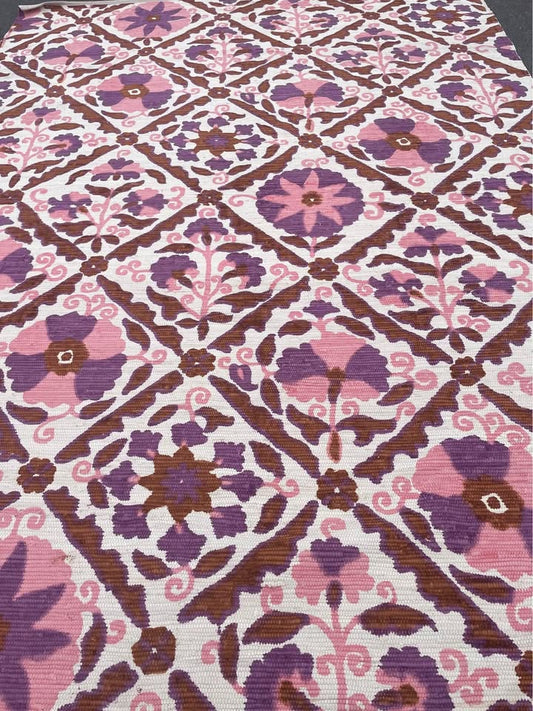 Pink, purple, & ivory floral cotton 8x10 rug 🌸