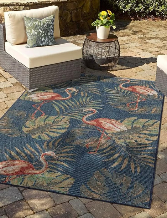 8x10 navy blue & flamingo rug 🦩