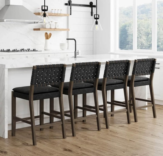 Black woven faux leather Nathan James barstool 🍻