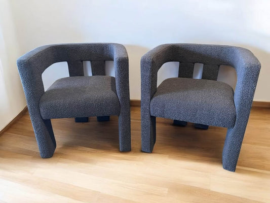 Modern dark grey boucle accent chair ☕