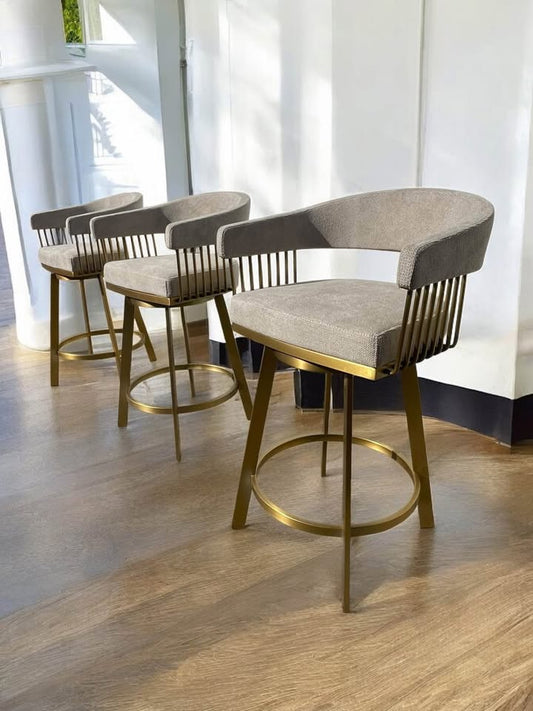 Swivel gray & gold counterheight barstool ✨
