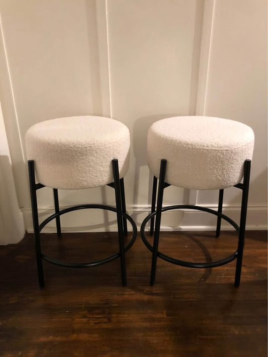 Boucle backless Nathan James counterheight barstools🥂