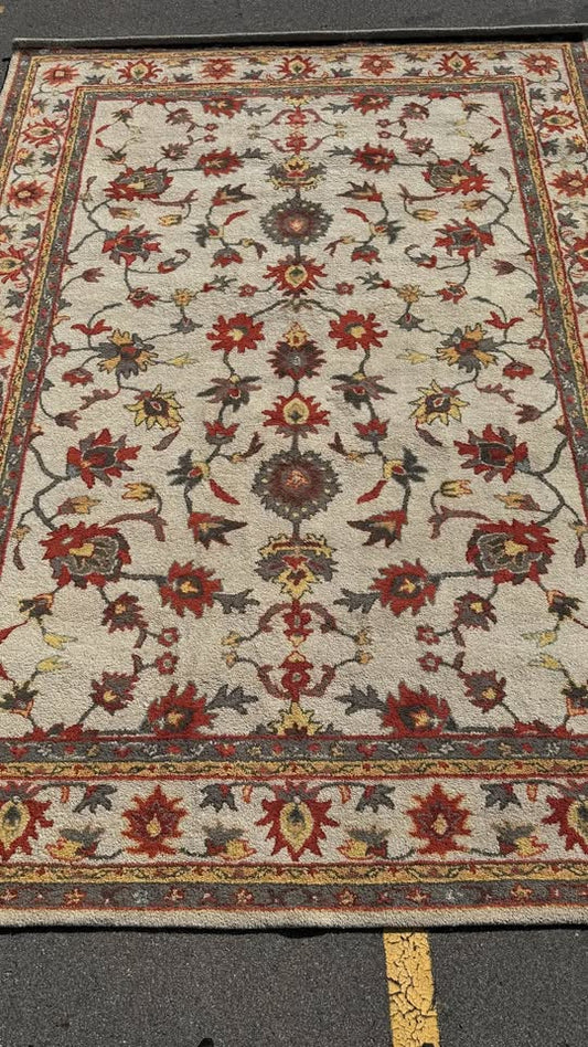 Botanical 8x11 red & beige Oushak rug 🌼