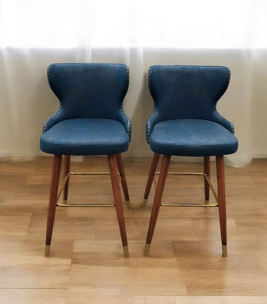 2 soft blue barheight barstools 🥂