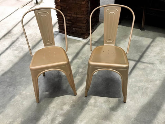 2 gold metal industrial chairs 👑