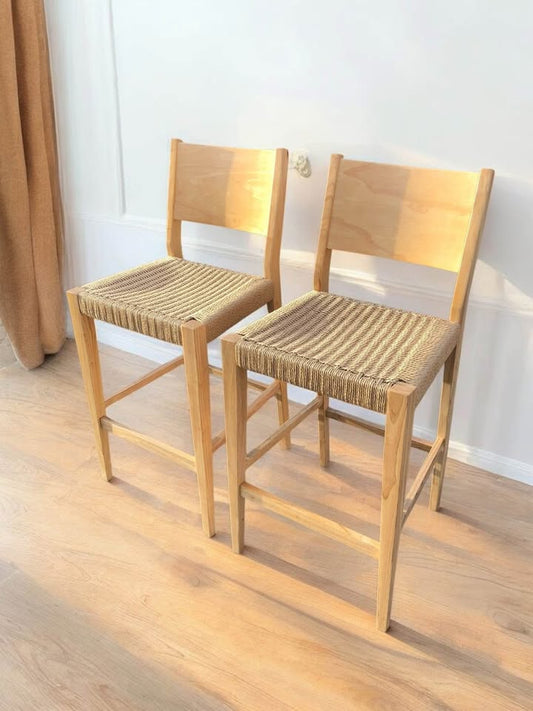 2 woven farmhouse barheight barstools 🌻