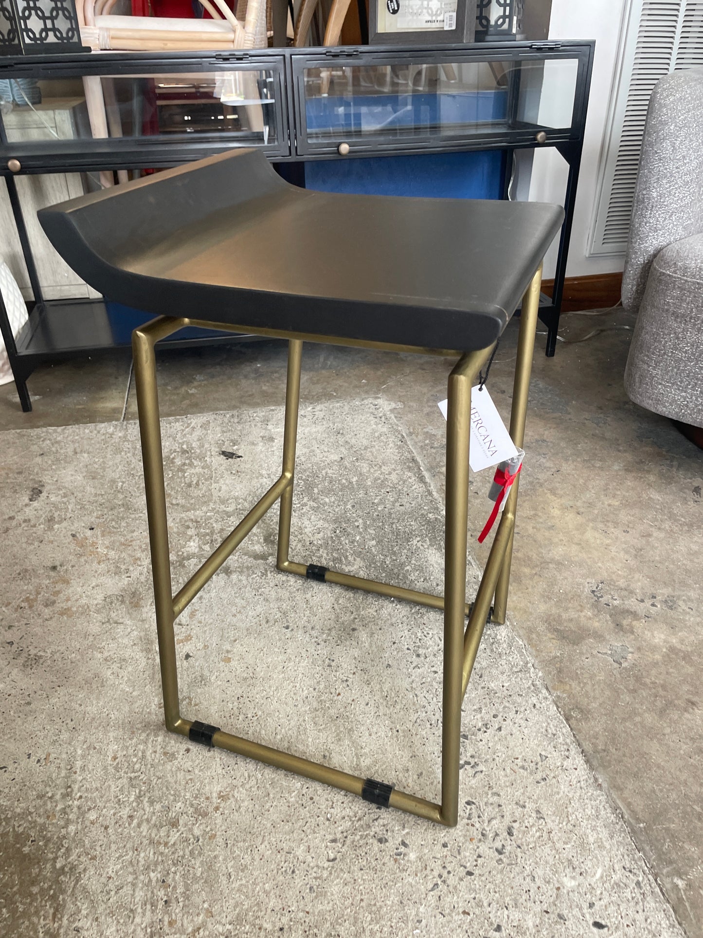 Black wood & gold metal backless Mercana 24” counterheight barstool 🍷