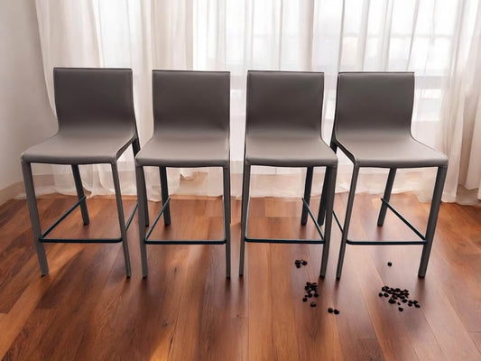 4 chocolate leather counterheight stools 🍩