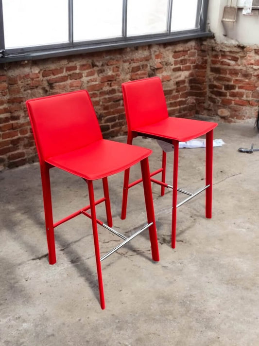 2 red leather modern barstools 💋
