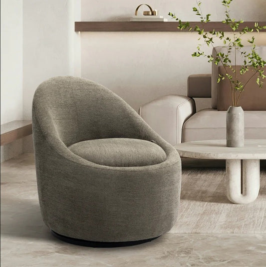 Sage green chenille swivel chair w/ storage 🫒