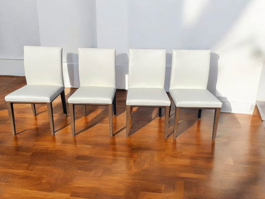 4 genuine white leather dining chairs 🤍🍽️