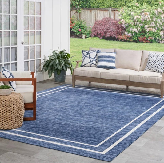 9x12 blue abstract chenille patio rug 💙