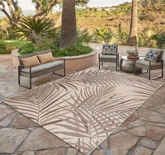 8x10 botanical beige indoor / outdoor patio rug 🌿