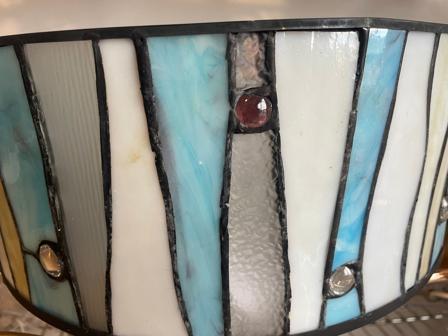 Blue Tiffany-style 13” semi-flush mount light fixture 💙