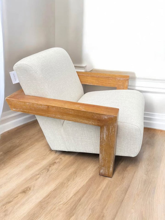 Modern wood & cushion accent chair 🤍