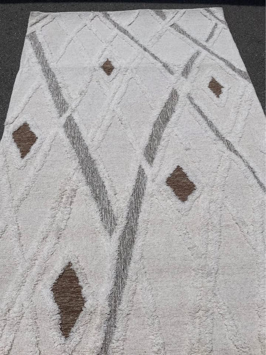 5x8 wool & cotton ivory & brown rug 🤎