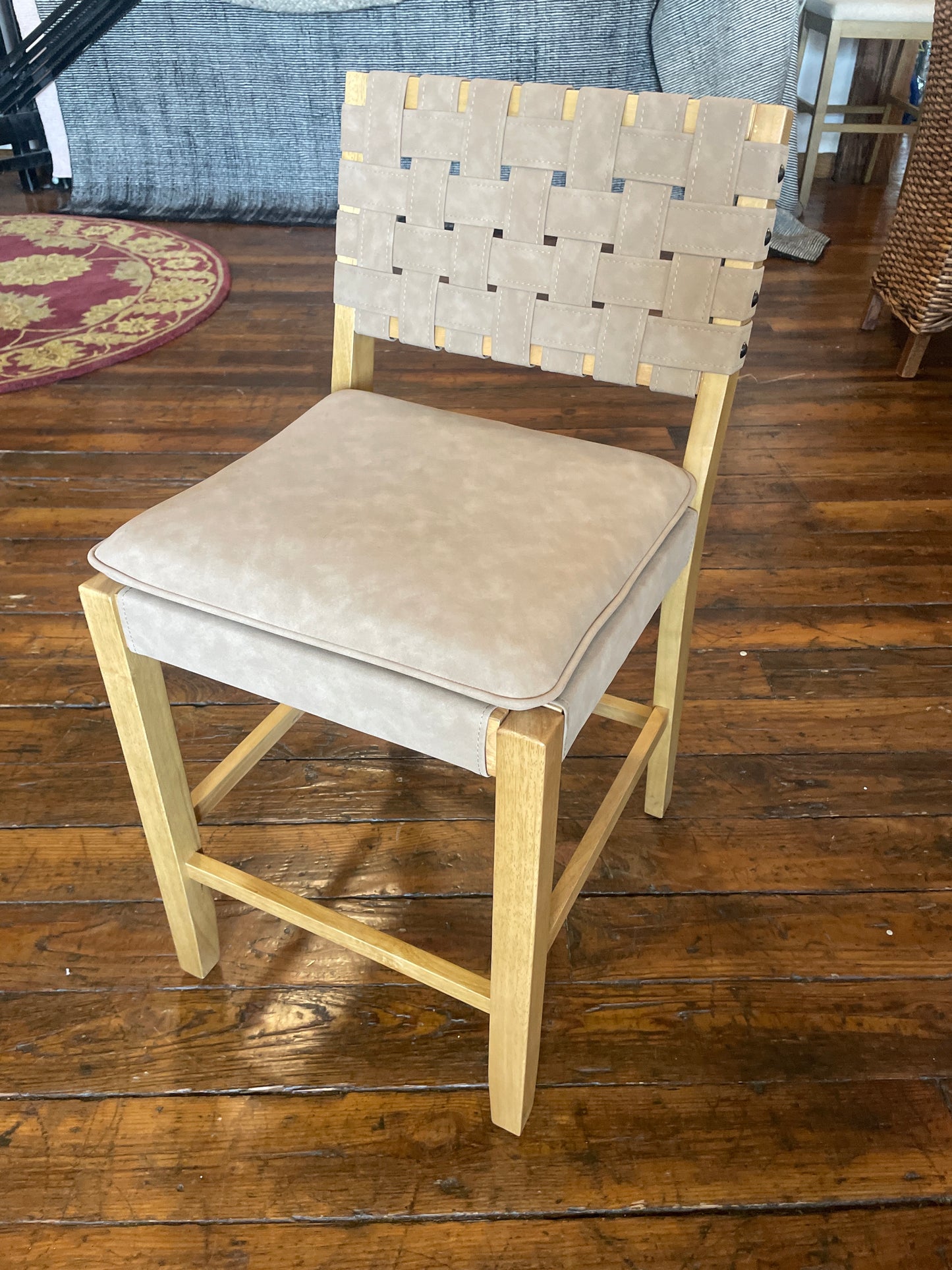 Nathan James woven brown faux leather barstool 🥂