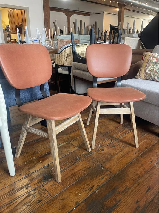 Vegan leather brown modern chairs 🤎