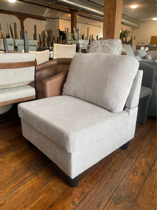 Modern armless soft gray linen chair 🕊️🩶