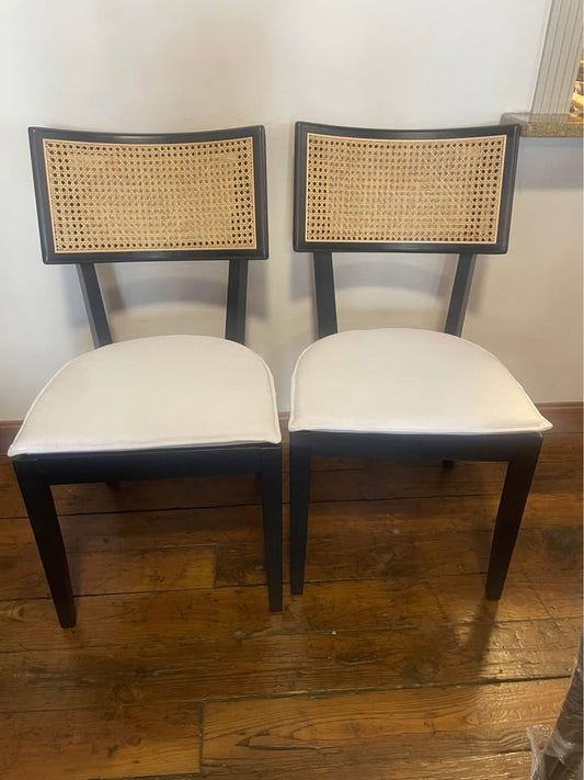 2 natural cane & black wood chairs 🖤