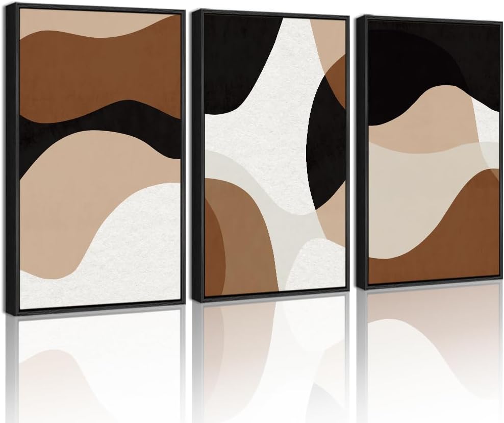 Black abstract geometric framed wall art