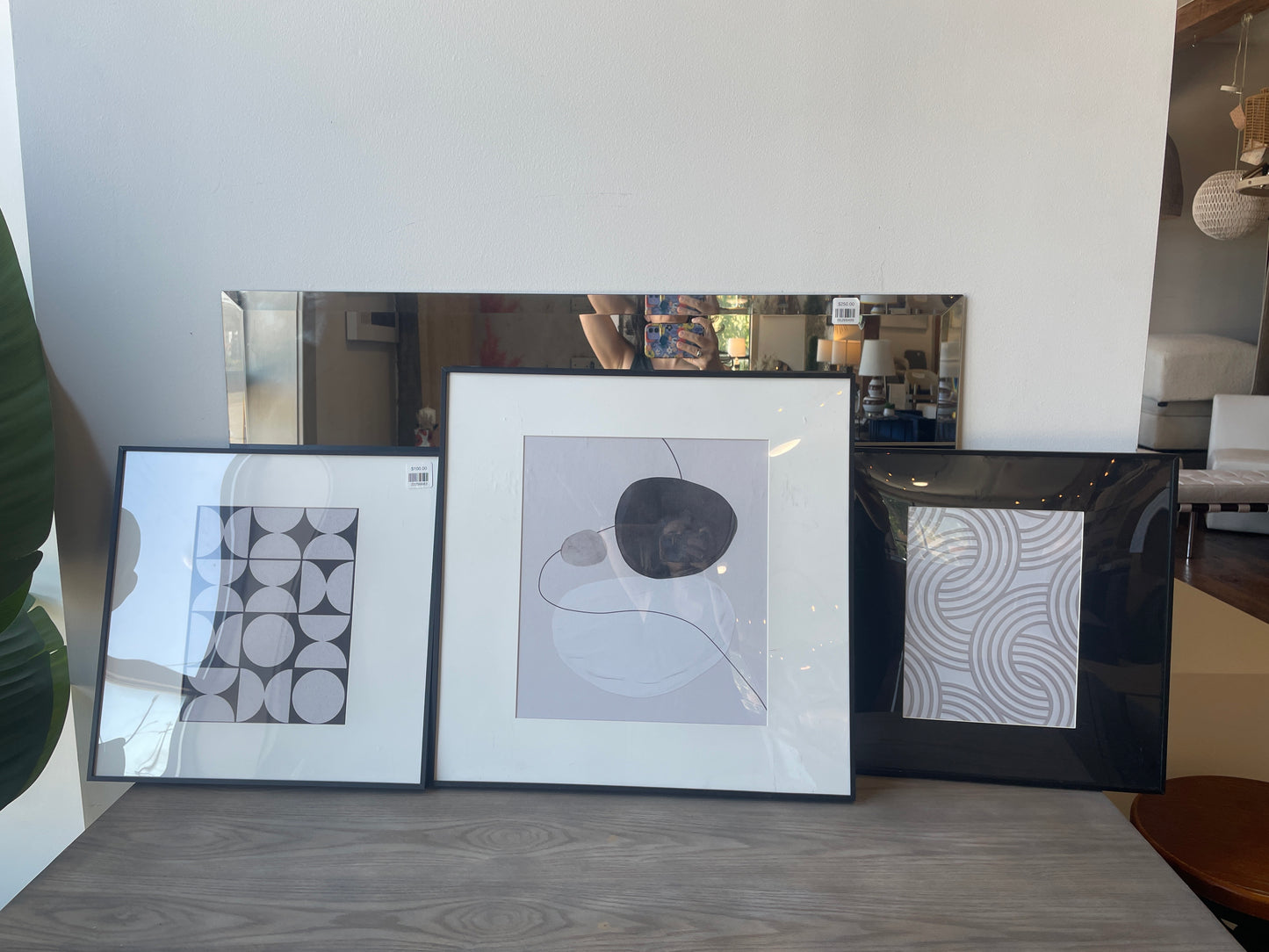 3 black and white modern glass framed prints 🖤
