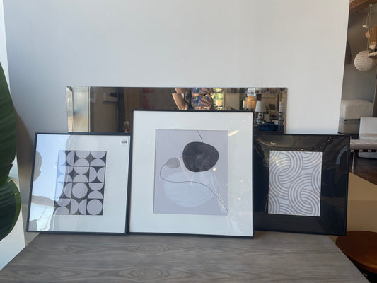 3 black and white modern glass framed prints 🖤