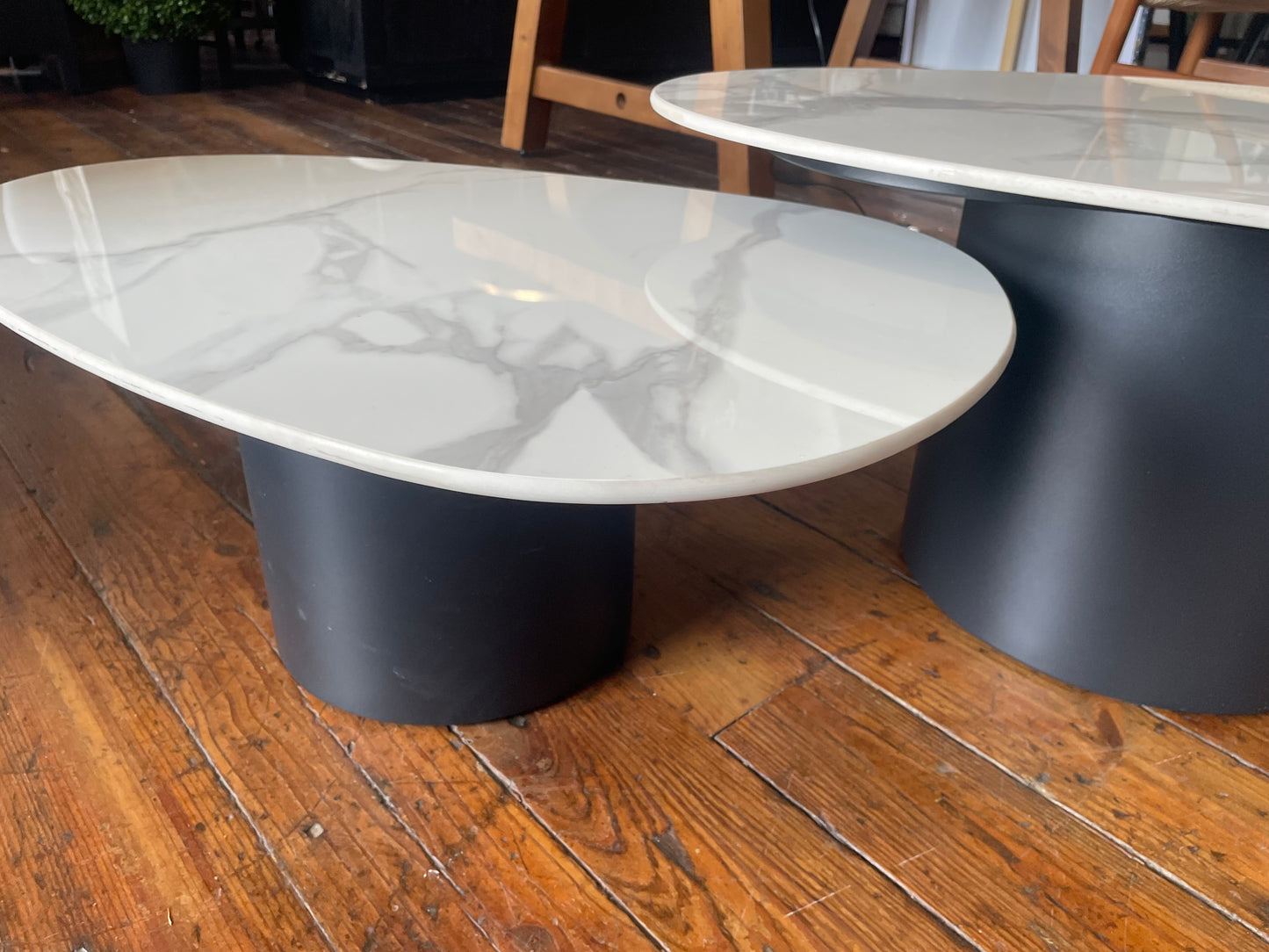 Set of 2 white ceramic marble coffee tables ☕