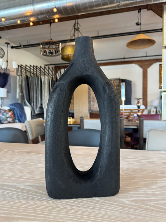 Contemporary wooden abstract black cut-out vase 🖤