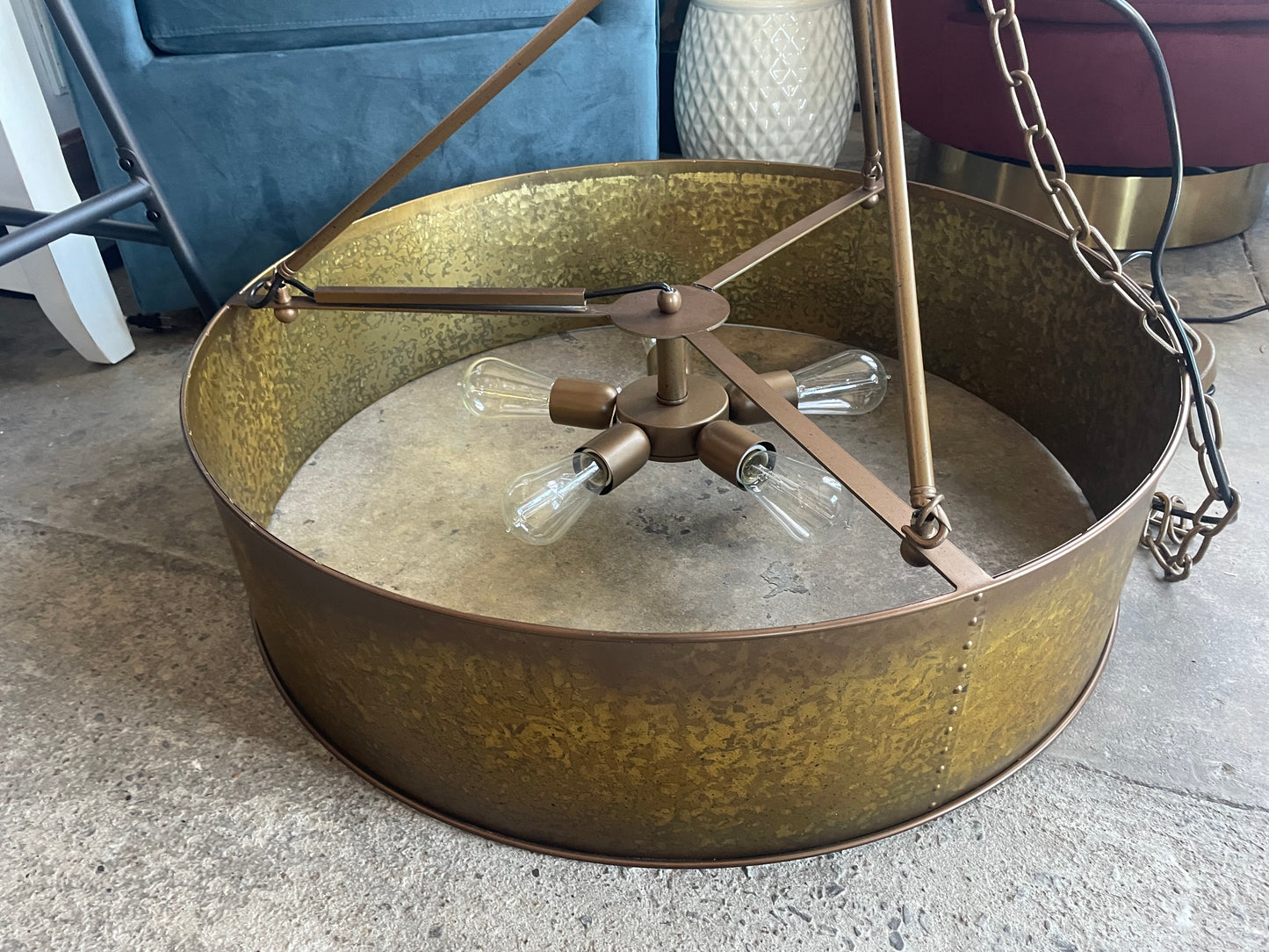 Oversized 5-light 29” brass dome chandelier ⚜️