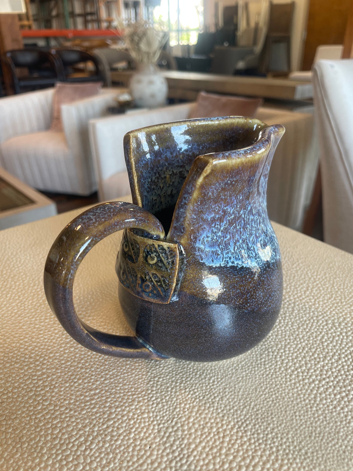 Purple, brown, & light blue ceramic mug ☕️