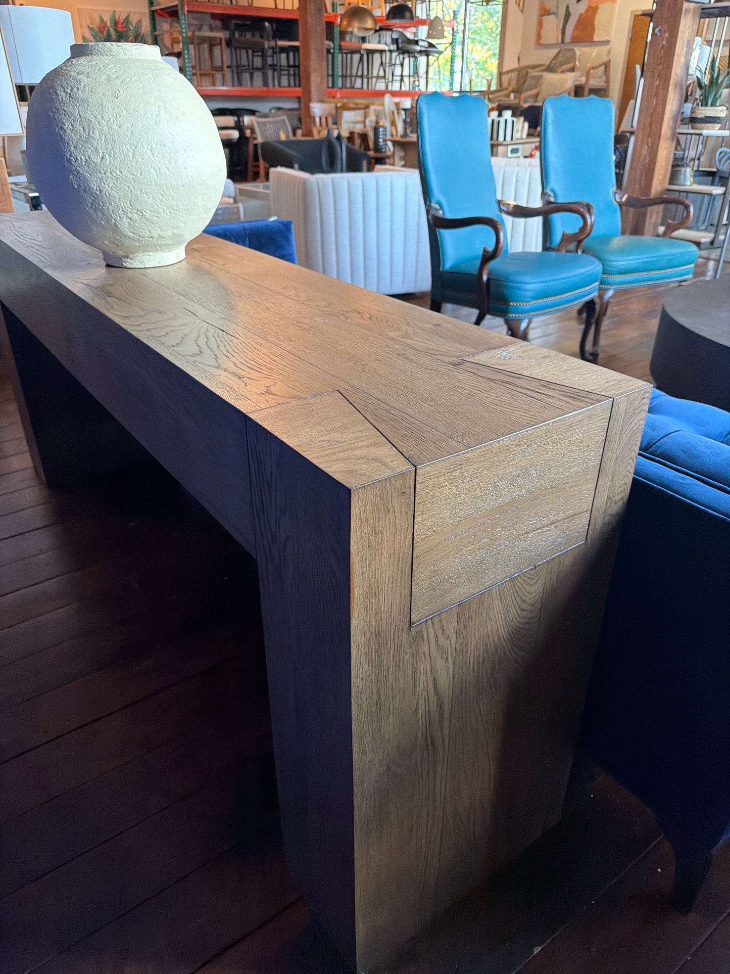 Solid oak wood cafe brown console table 🤎
