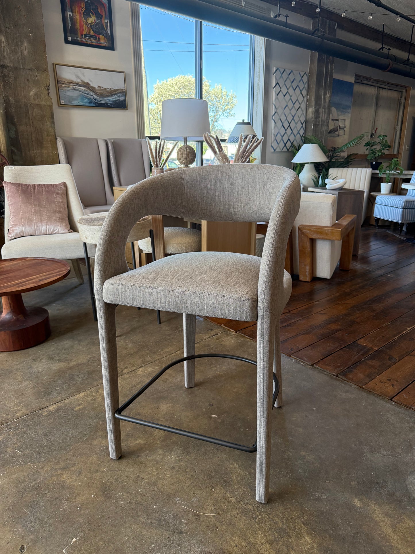 Four Hands upholstered modern counterheight barstool🍷
