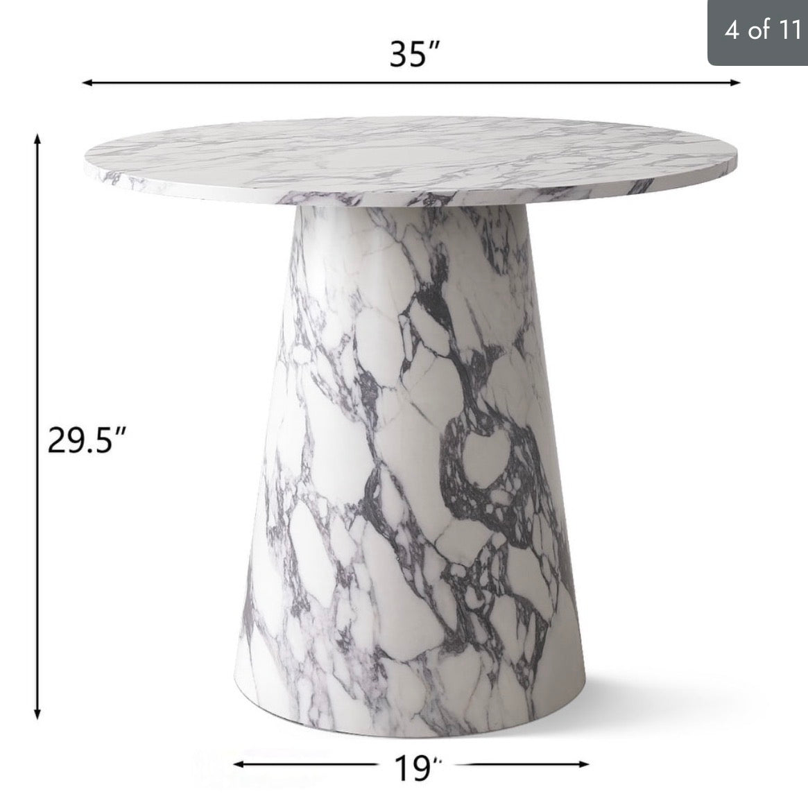 Faux marble dining table w/ pedestal base 🤍